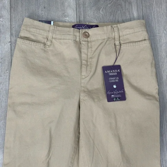Women’s Gloria Vanderbilt 4 Petite Chino Khakis Pants Khaki Straight Stretch NWT - Picture 5 of 12